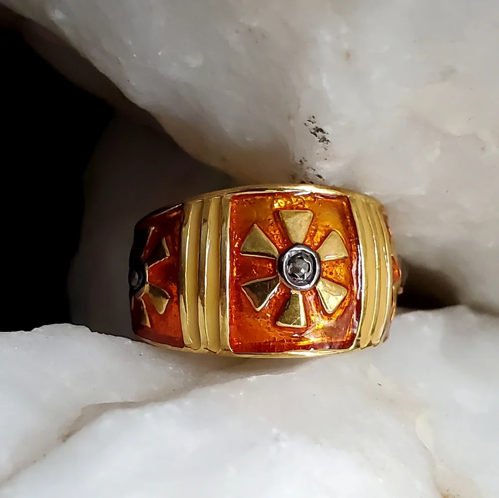 Solid Sterling Silver 925/18k Gold Ring Raw African Diamonds
